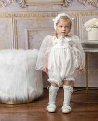 Faith White Scallop Lace Romper