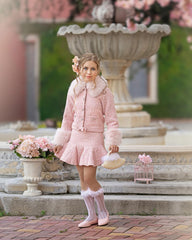 Heather Pink Boucle Pearl Skirt