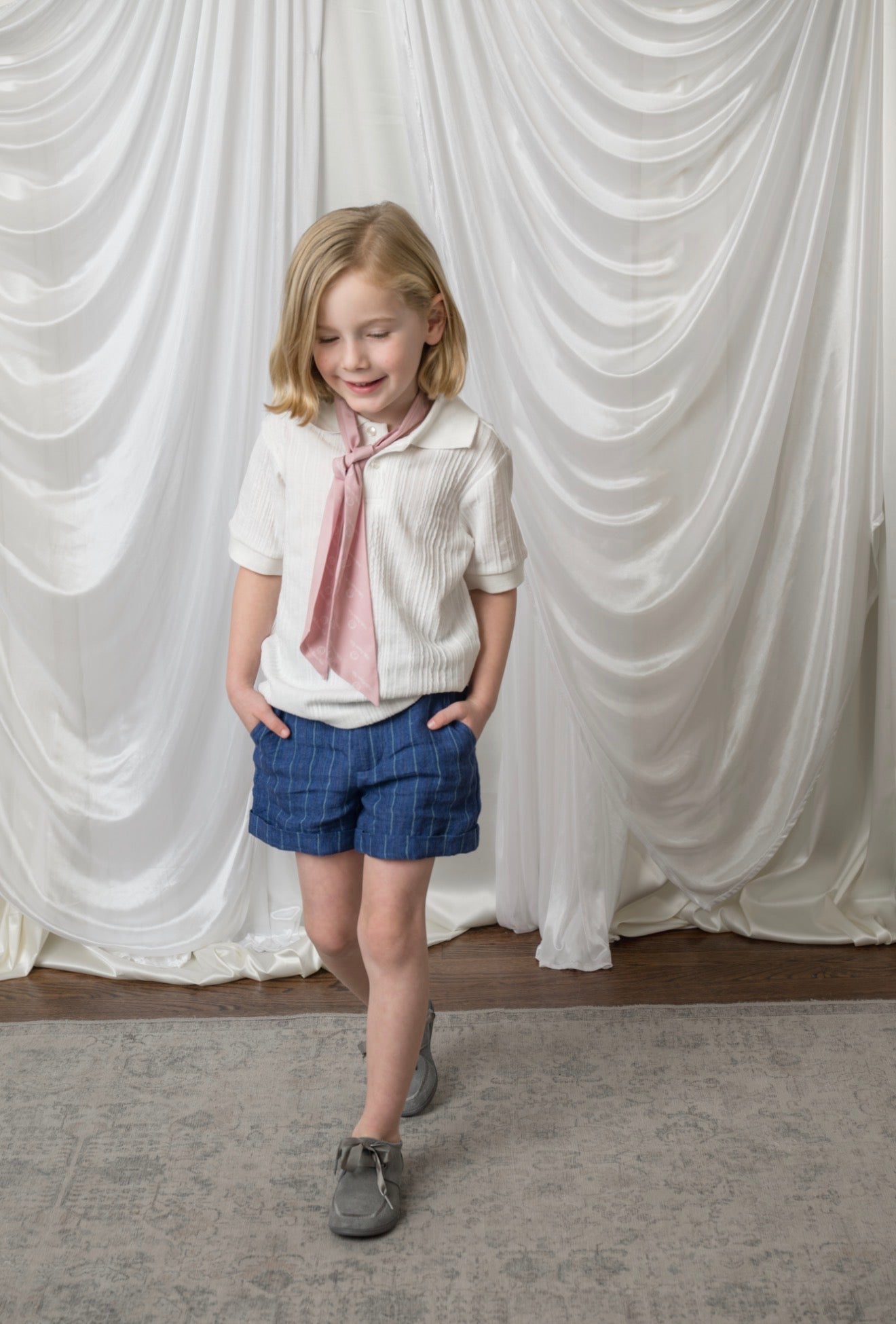 Navy Boys' Striped Linen Shorts