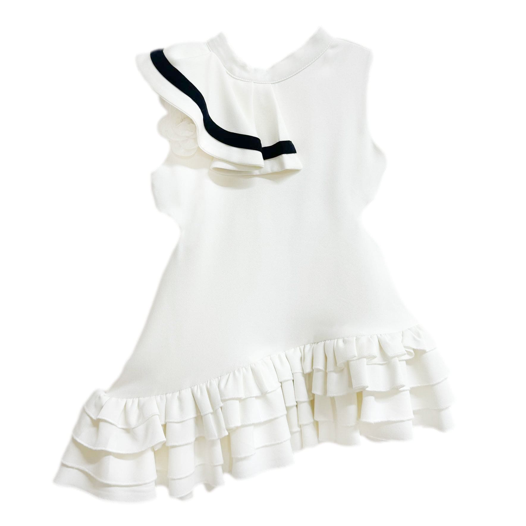 Contrast Ruffle Slim Dress
