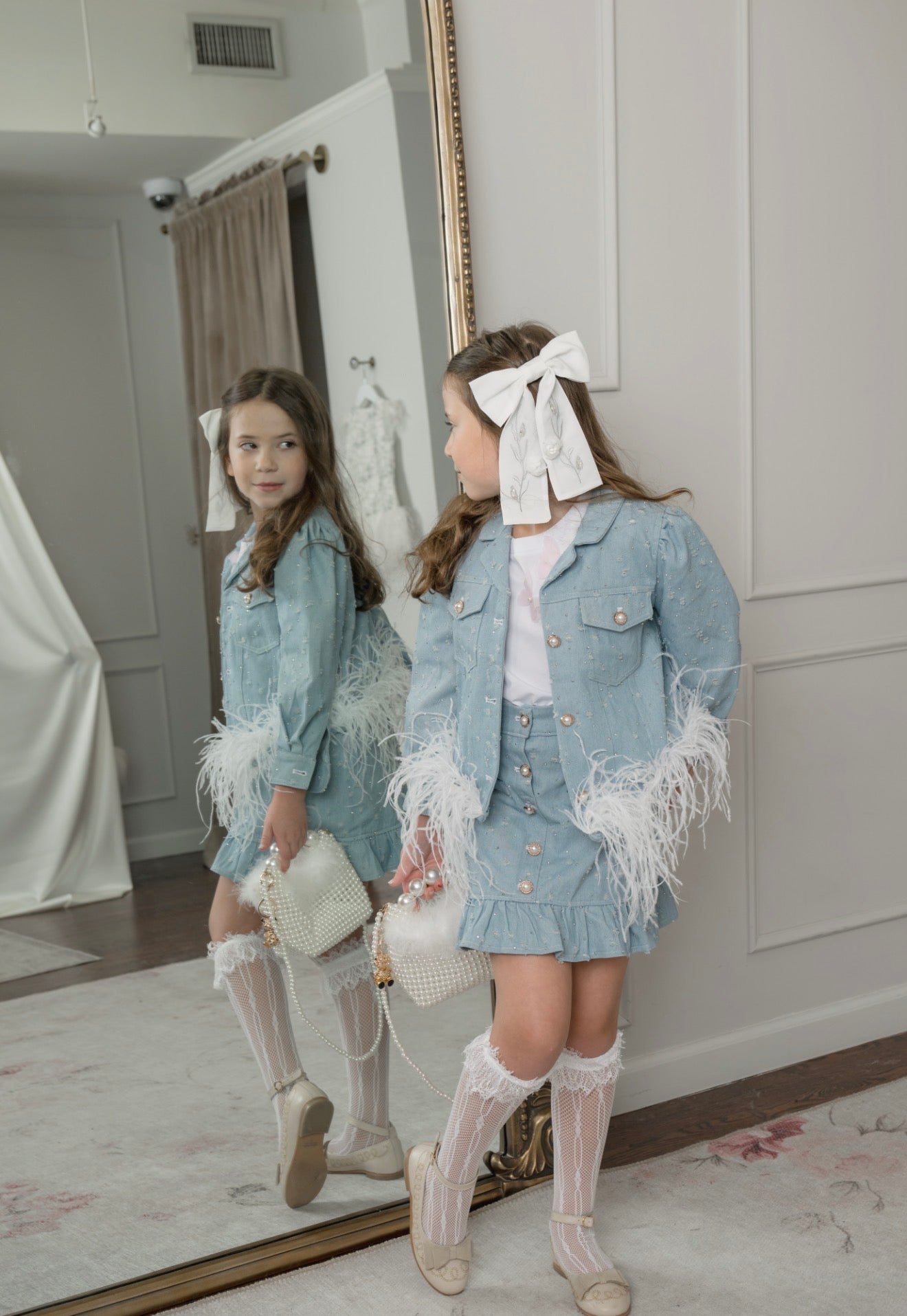 Sparkle Jeans Ostrich Feather Jacket