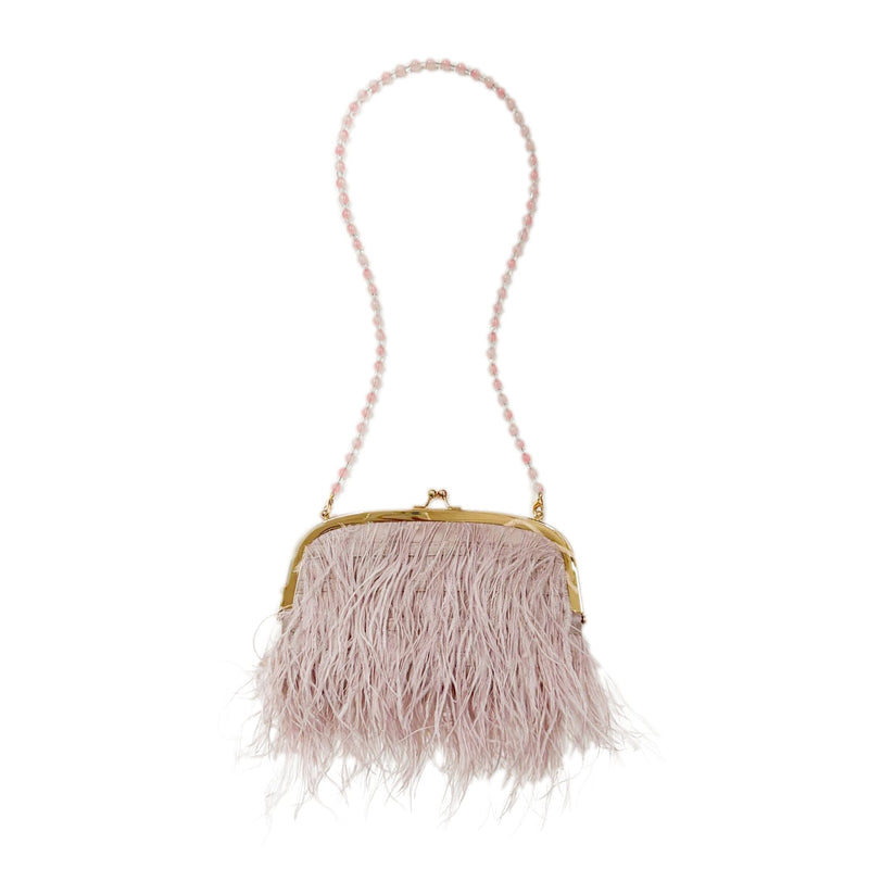 Dusty Pink Feather Handbag