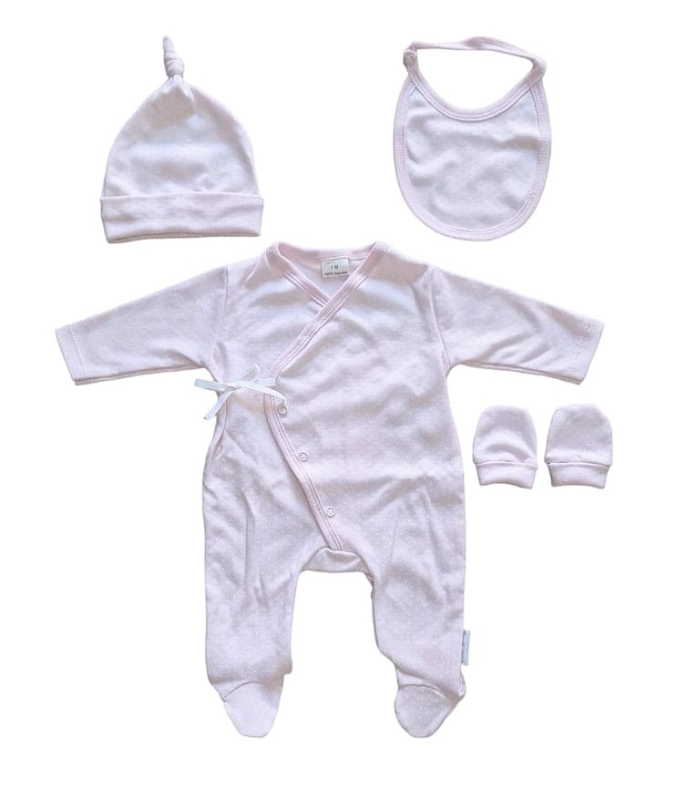 Pink Swiss Dot Baby Four Piece Set