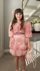 Vivian Dusty Pink Ruffle Organza Jacket - Petite Maison Kids