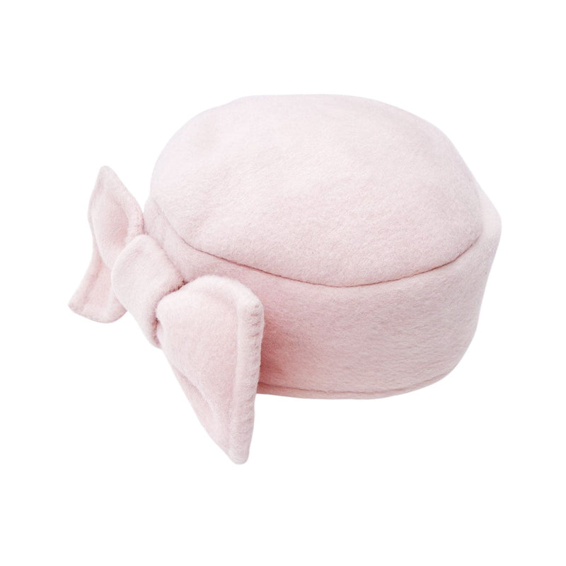 Sandra Pink Wool Girls' Pillbox Bow Hat