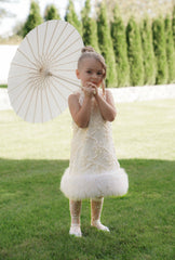 Ava Ivory Flower Faux Fur Dress