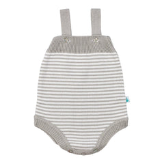 Striped Grey and White Cotton Knit Romper