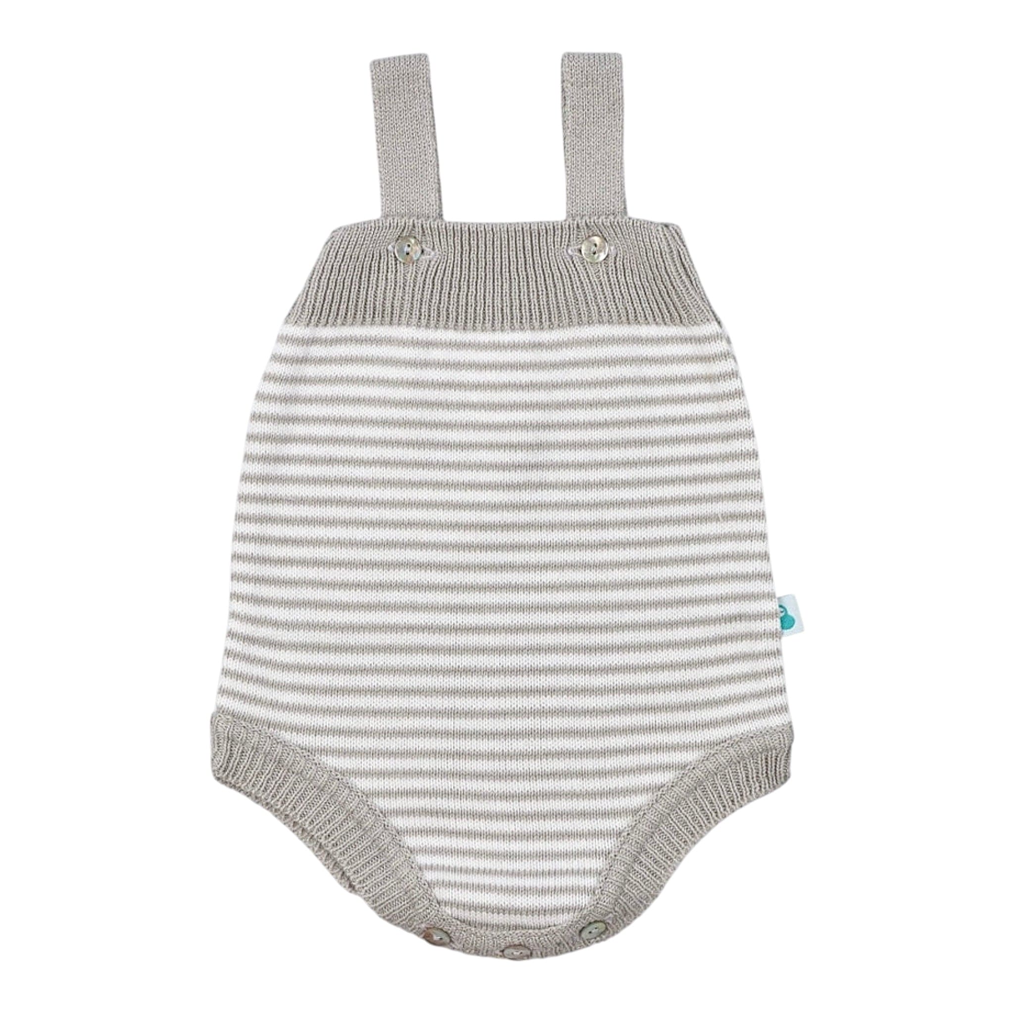 Striped Grey and White Cotton Knit Romper