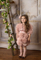 Vivian Dusty Pink Ruffle Organza Jacket