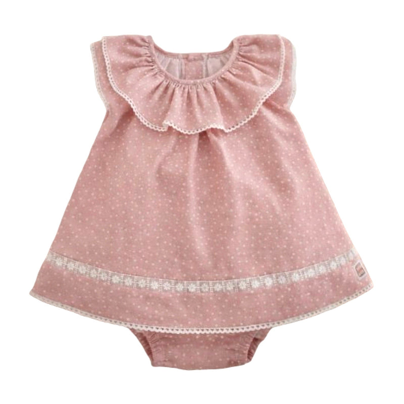 Aura Baby Pink Cotton Dress with Bloomers