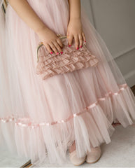 Dusty Pink Organza Ruffle Handbag