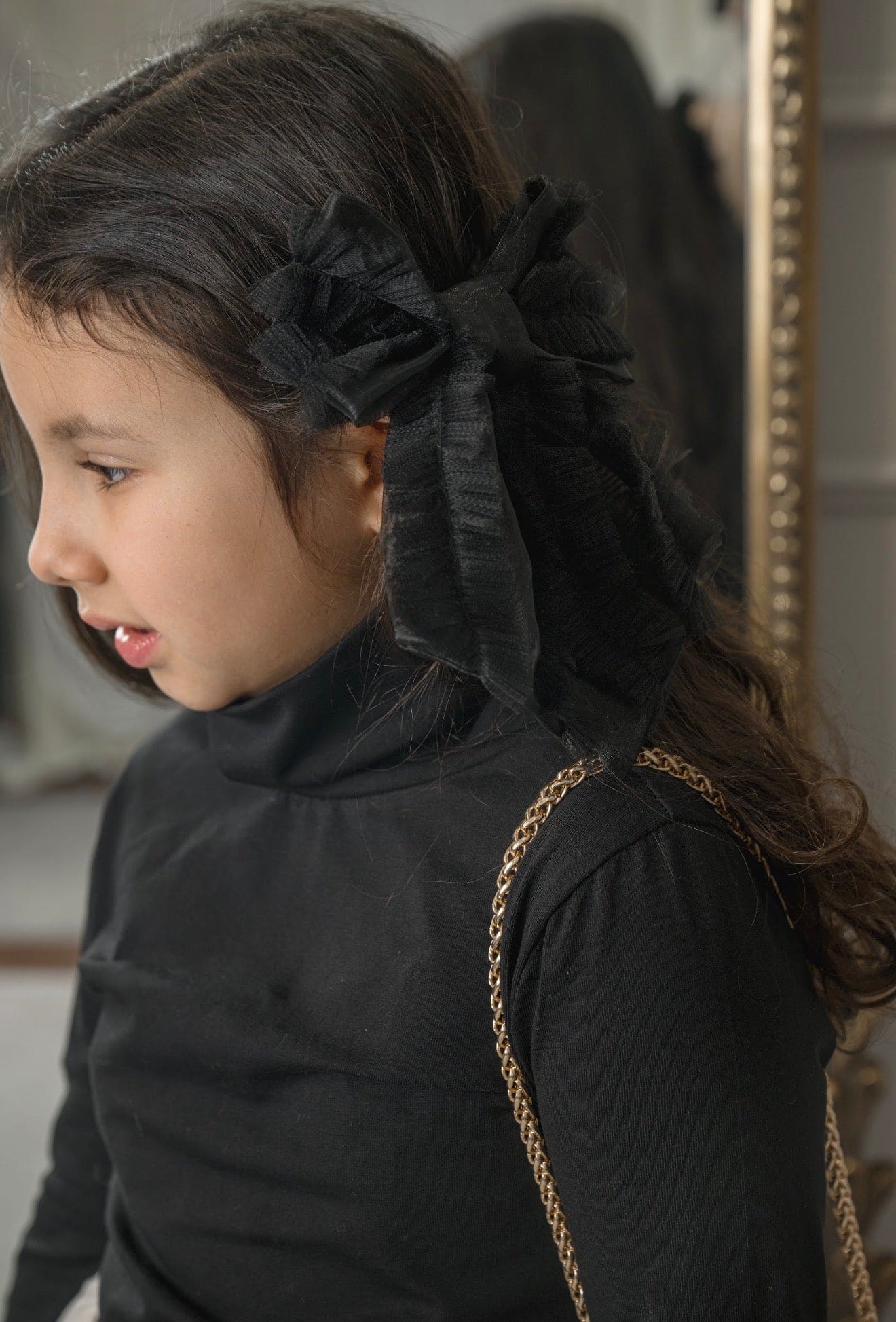Kylie Black Organza Hair Bow - Petite Maison Kids