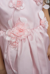 Azalea Pink Dress With Shoulder Flowers