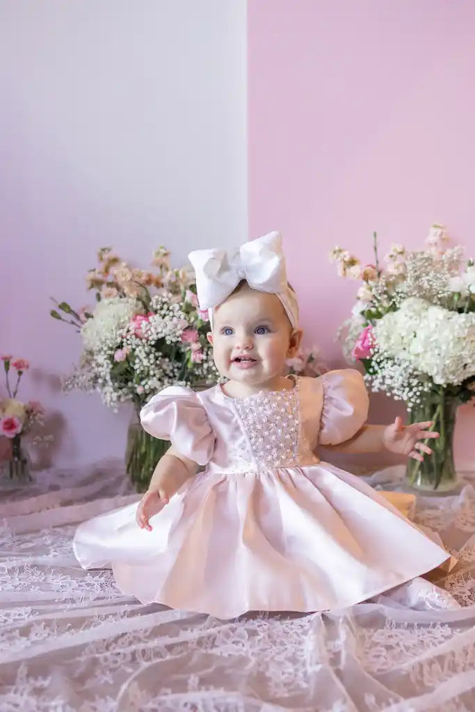 Willow Pink Mikado Satin Puff Dress
