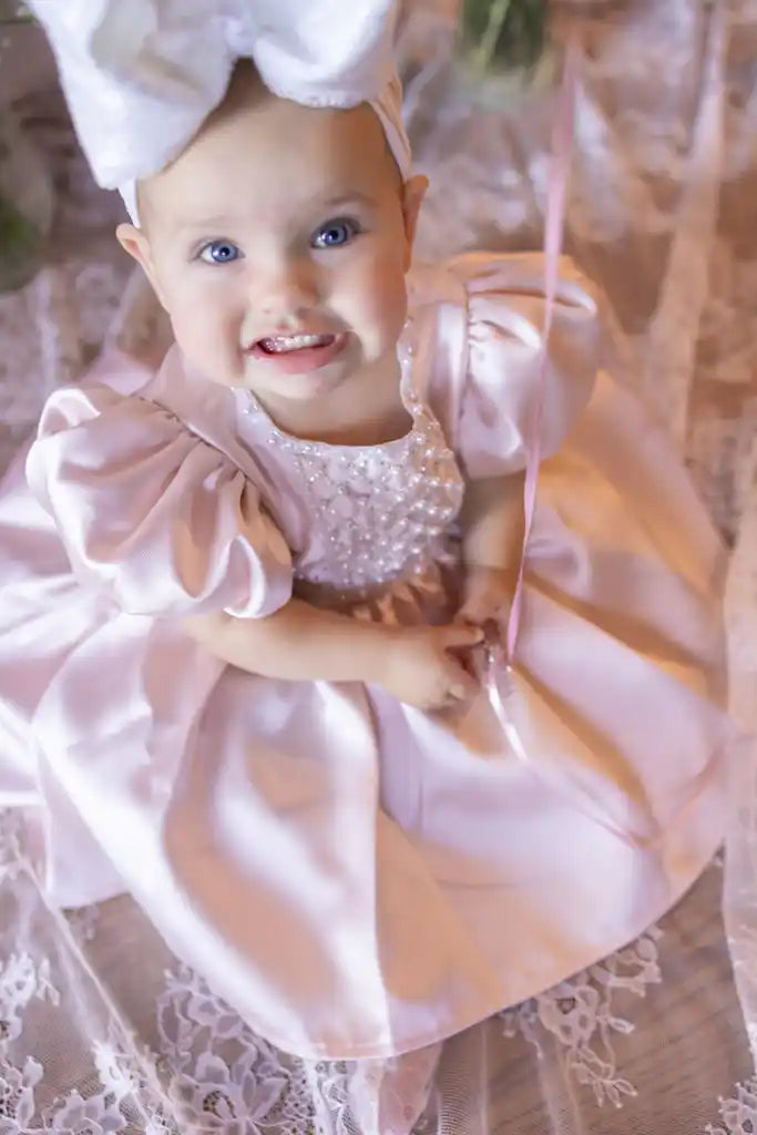 Willow Pink Mikado Satin Puff Dress