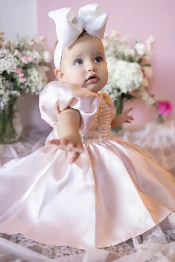 Willow Pink Mikado Satin Puff Dress