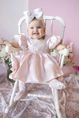 Willow Pink Mikado Satin Puff Dress