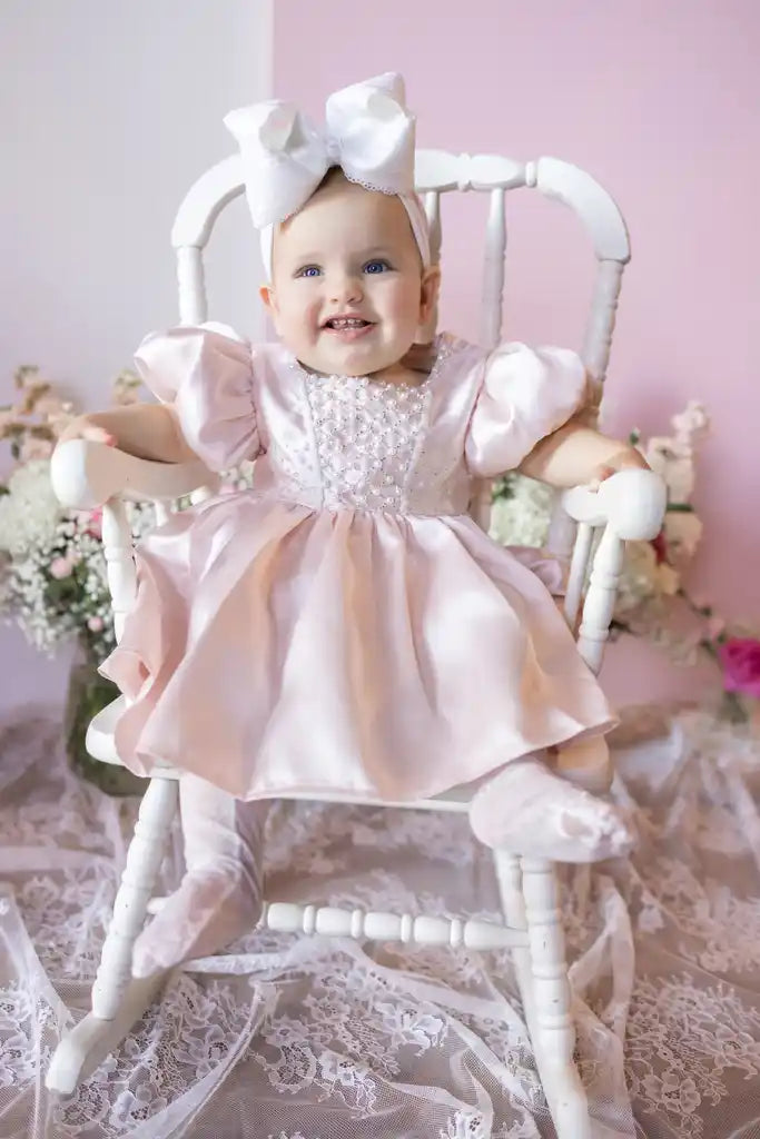 Willow Pink Mikado Satin Puff Dress