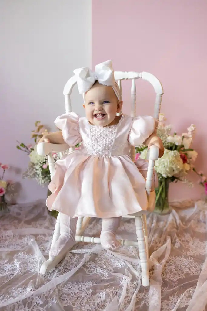 Willow Pink Mikado Satin Puff Dress
