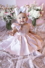 Willow Pink Mikado Satin Puff Dress