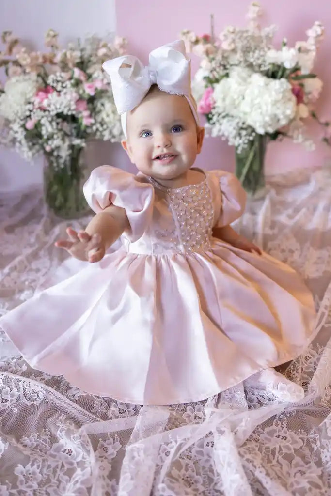 Willow Pink Mikado Satin Puff Dress