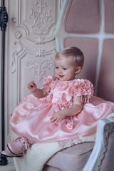 Azalea Pink Dress With Shoulder Flowers