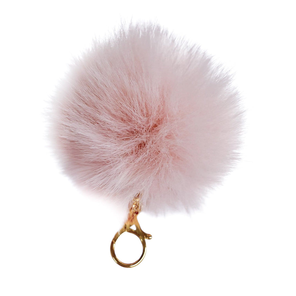 Pink Heart Faux Fur Pom Handbag Charm