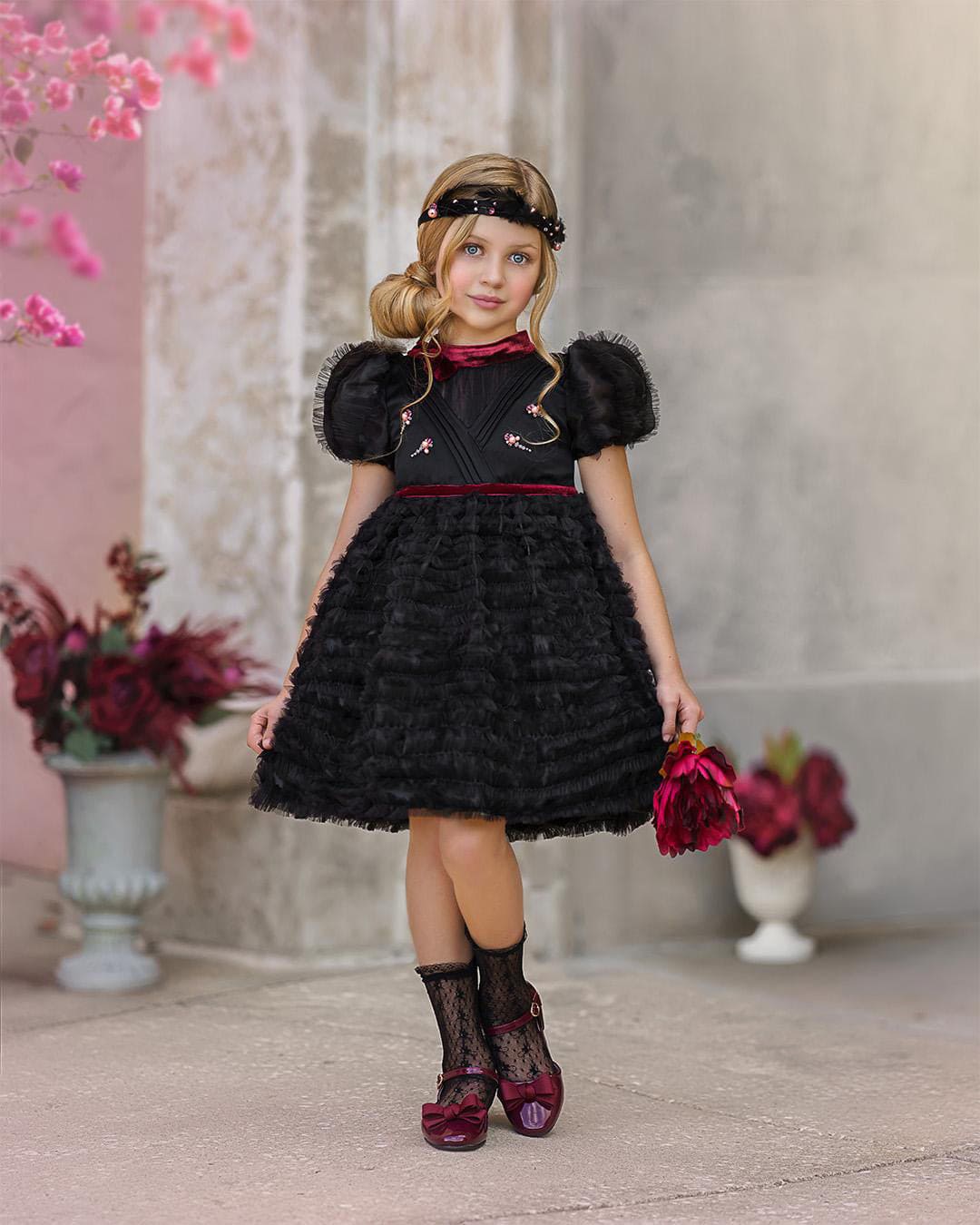 Kylie Black Tulle and Organza Dress