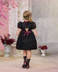 Kylie Black Tulle and Organza Dress