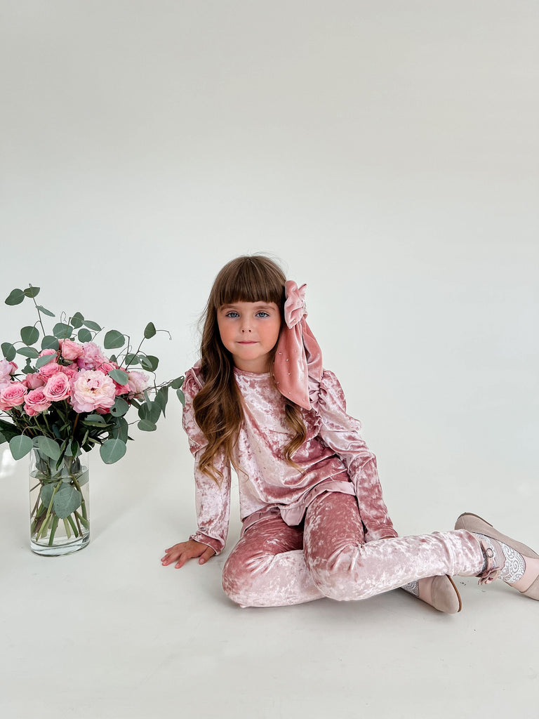 Velour Cardi Lounge Set  - Dusty Pink main image 0