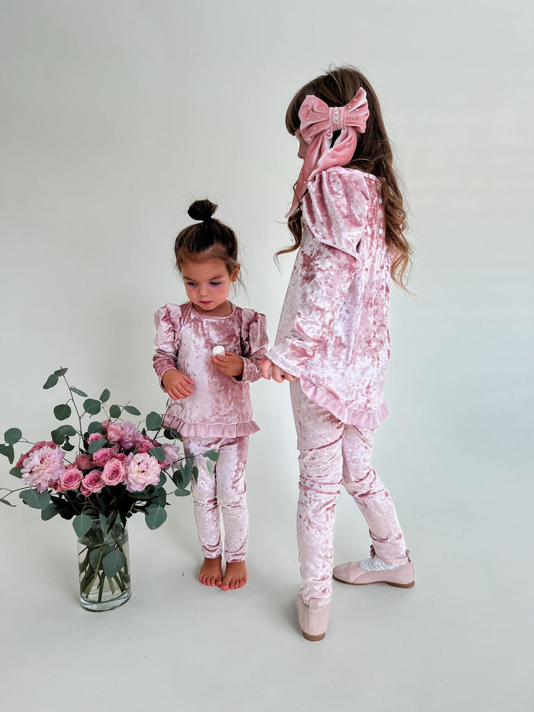 Velour Cardi Layette Set  - Dusty Pink main image 0