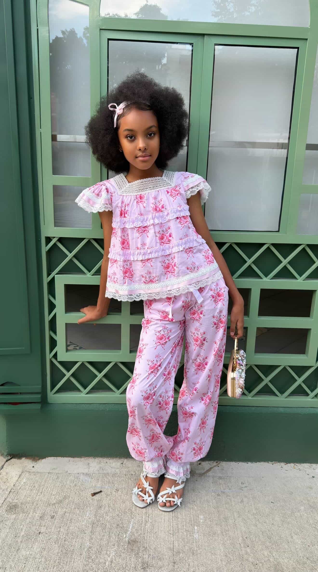 Amelia Pink Flower Print Short Sleeve Top