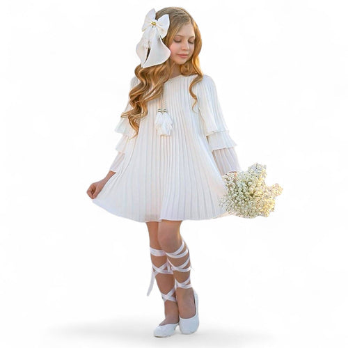 Sienna White Pleated Dress
