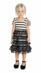 Monaco Black and White Striped Dress - Petite Maison Kids