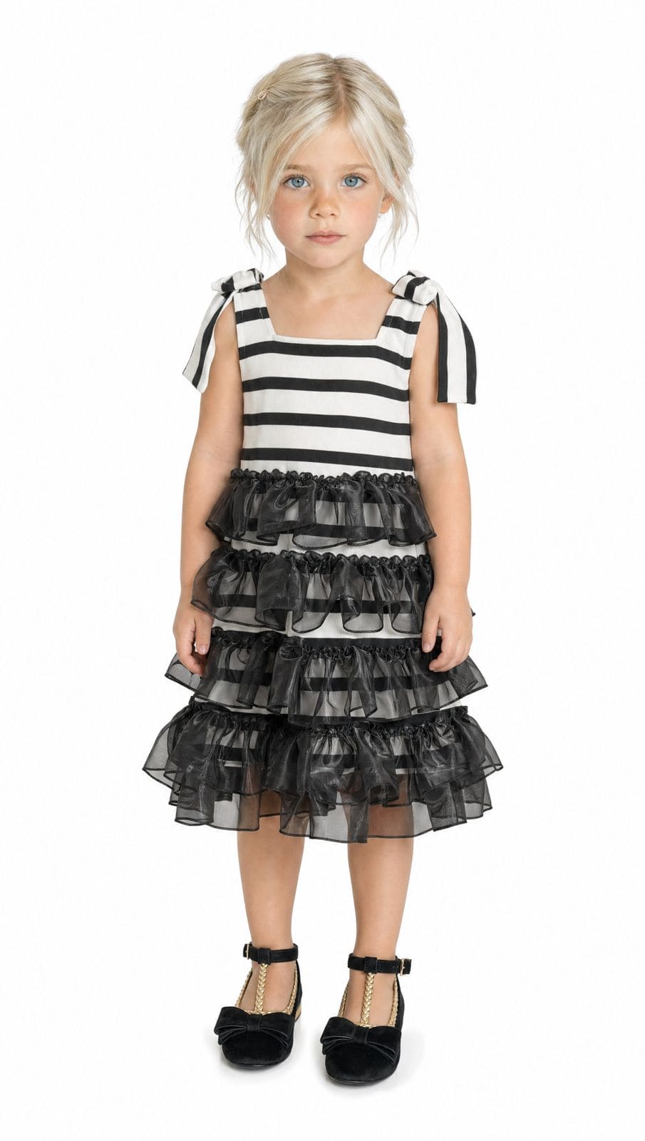 Monaco Black and White Striped Dress