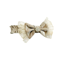 Helena Beige Velour Baby Headband
