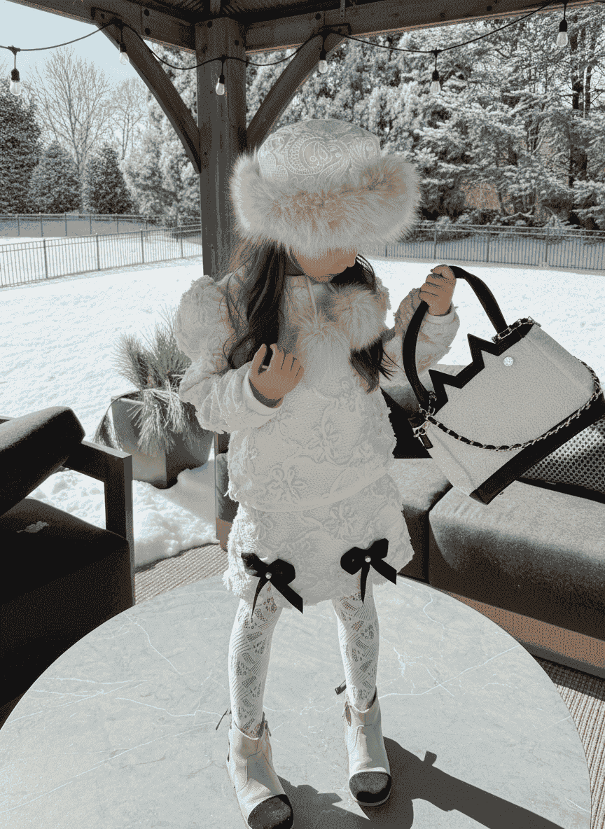 Ava Ivory Flower Bow Skirt