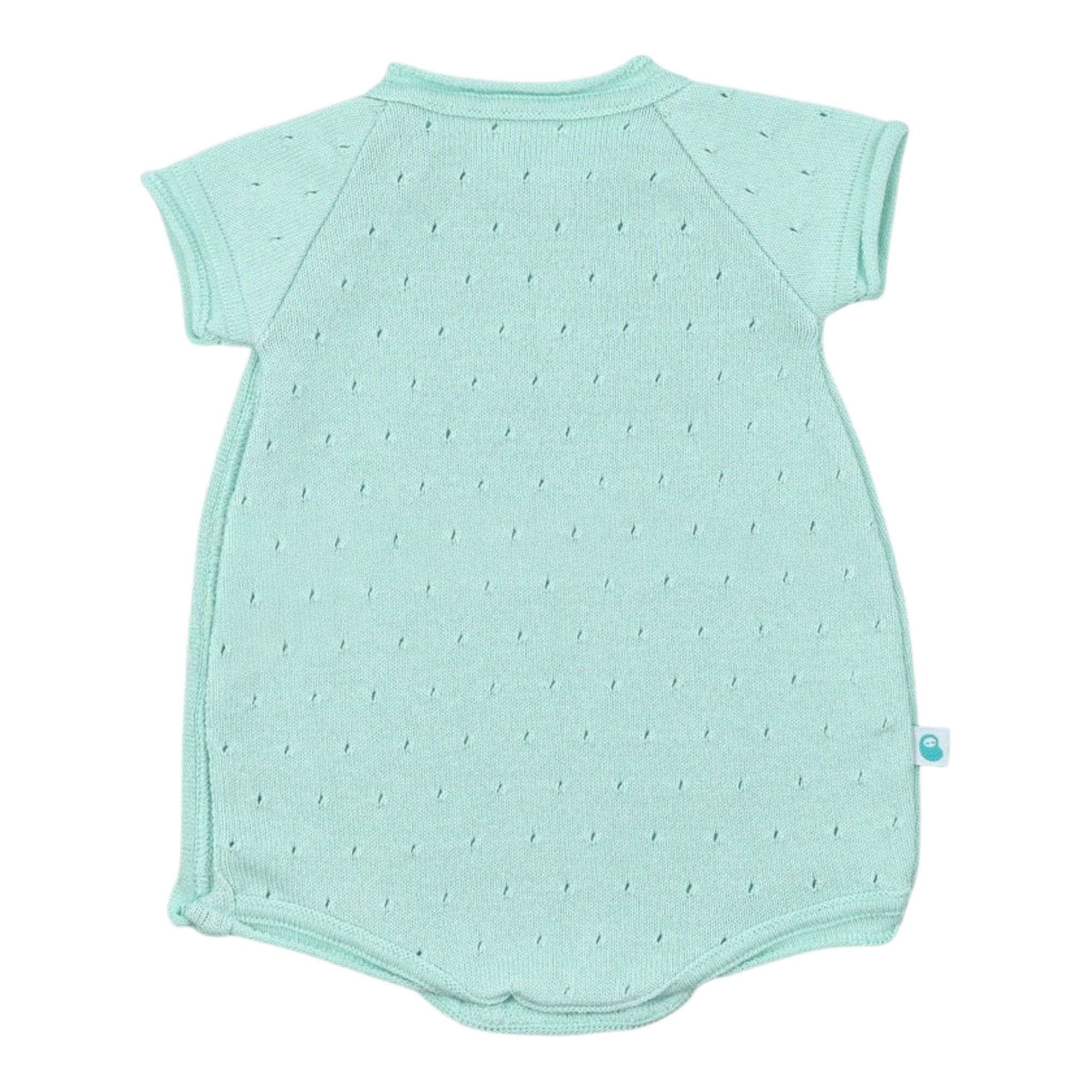 Mint Green Short Sleeve Cotton Knit Romper