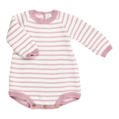 Pink and White Striped Knit Cotton Onesie