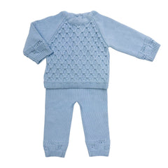 Carl Blue Knit Cotton Baby Set