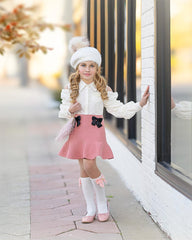 Flare Skirt with Satin Bows