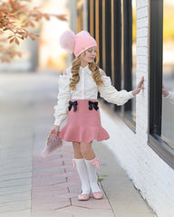 Flare Skirt with Satin Bows