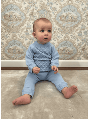 Carl Blue Knit Cotton Baby Set