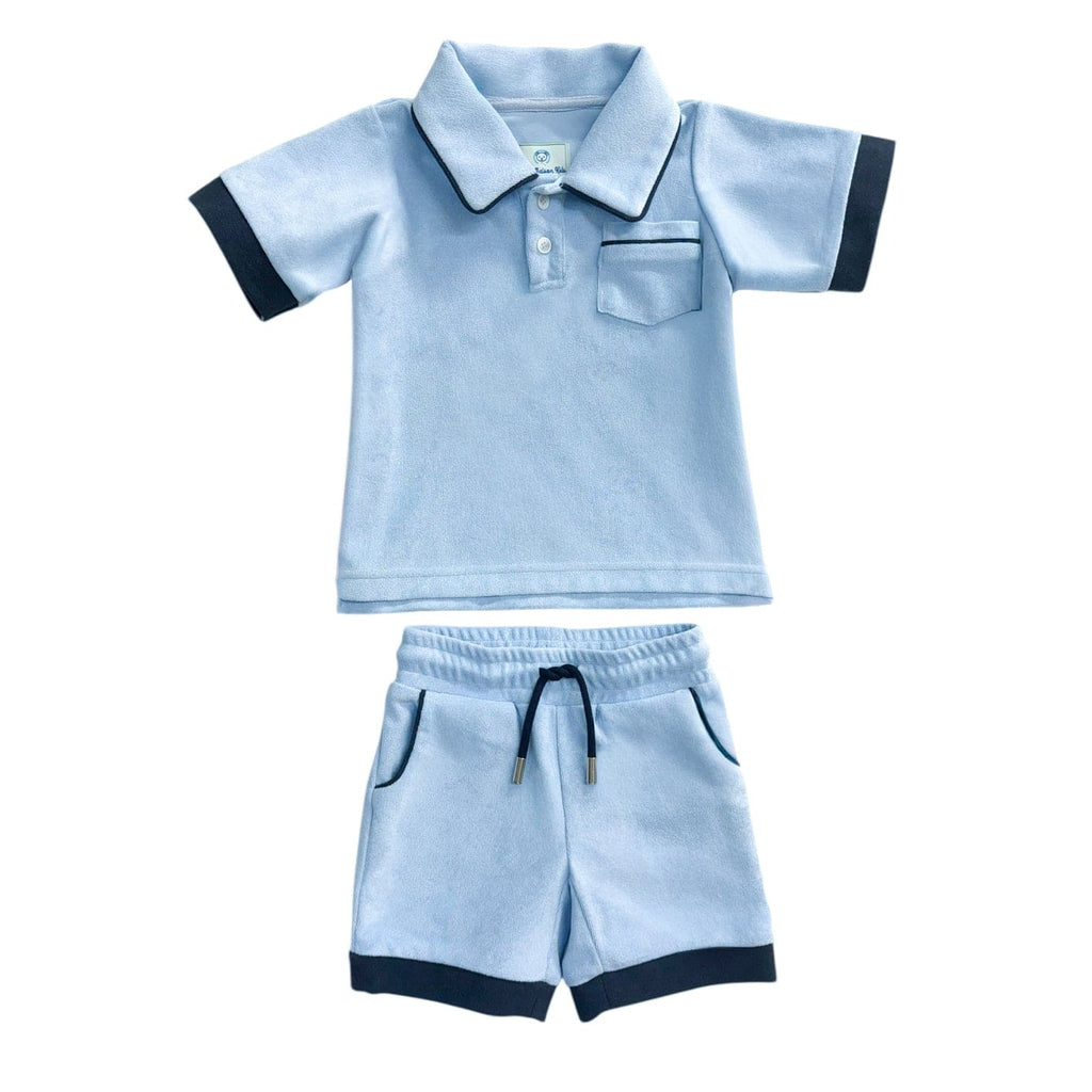 Terry Baby Blue Boys' Polo Top and Shorts Set