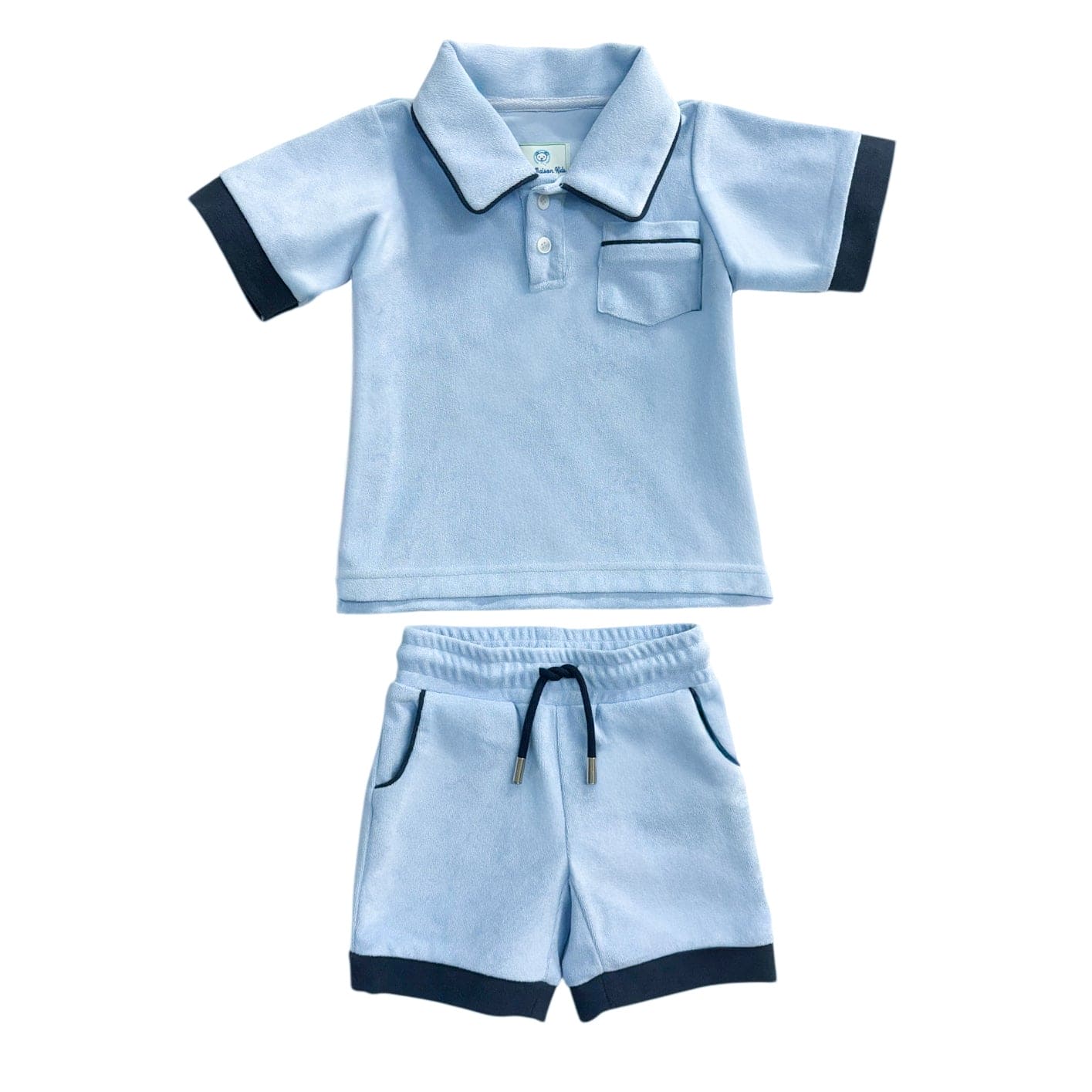 Terry Baby Blue Boys' Polo Top and Shorts Set