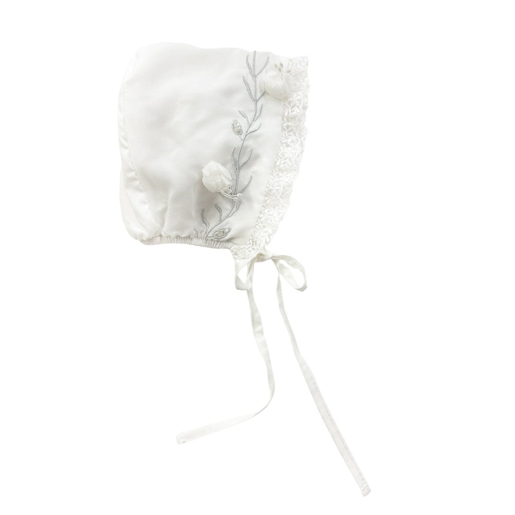 Faith White Scallop Bonnet