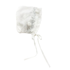 Faith White Scallop Bonnet