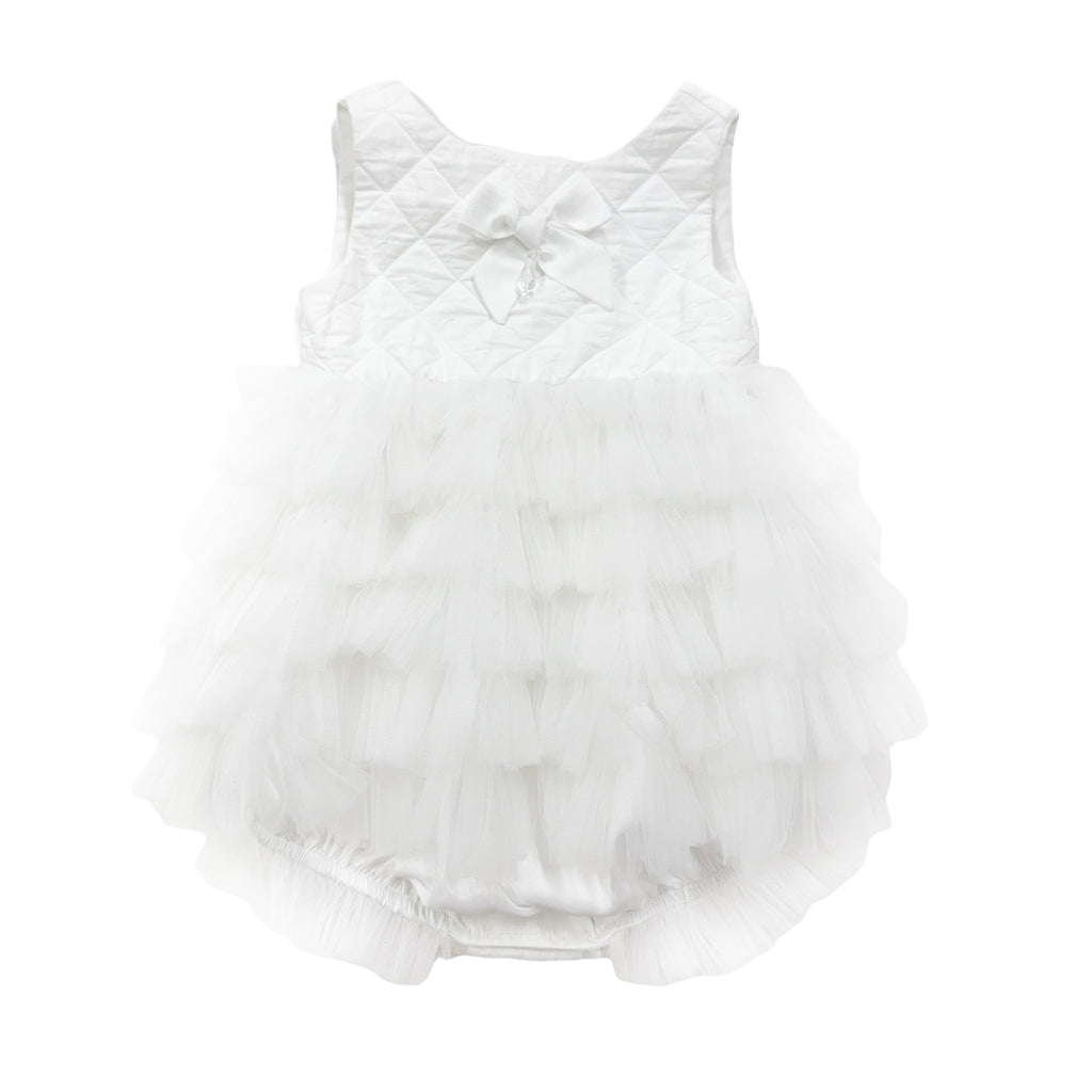 Poppy White Quilted Romper