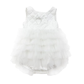 Poppy White Quilted Romper