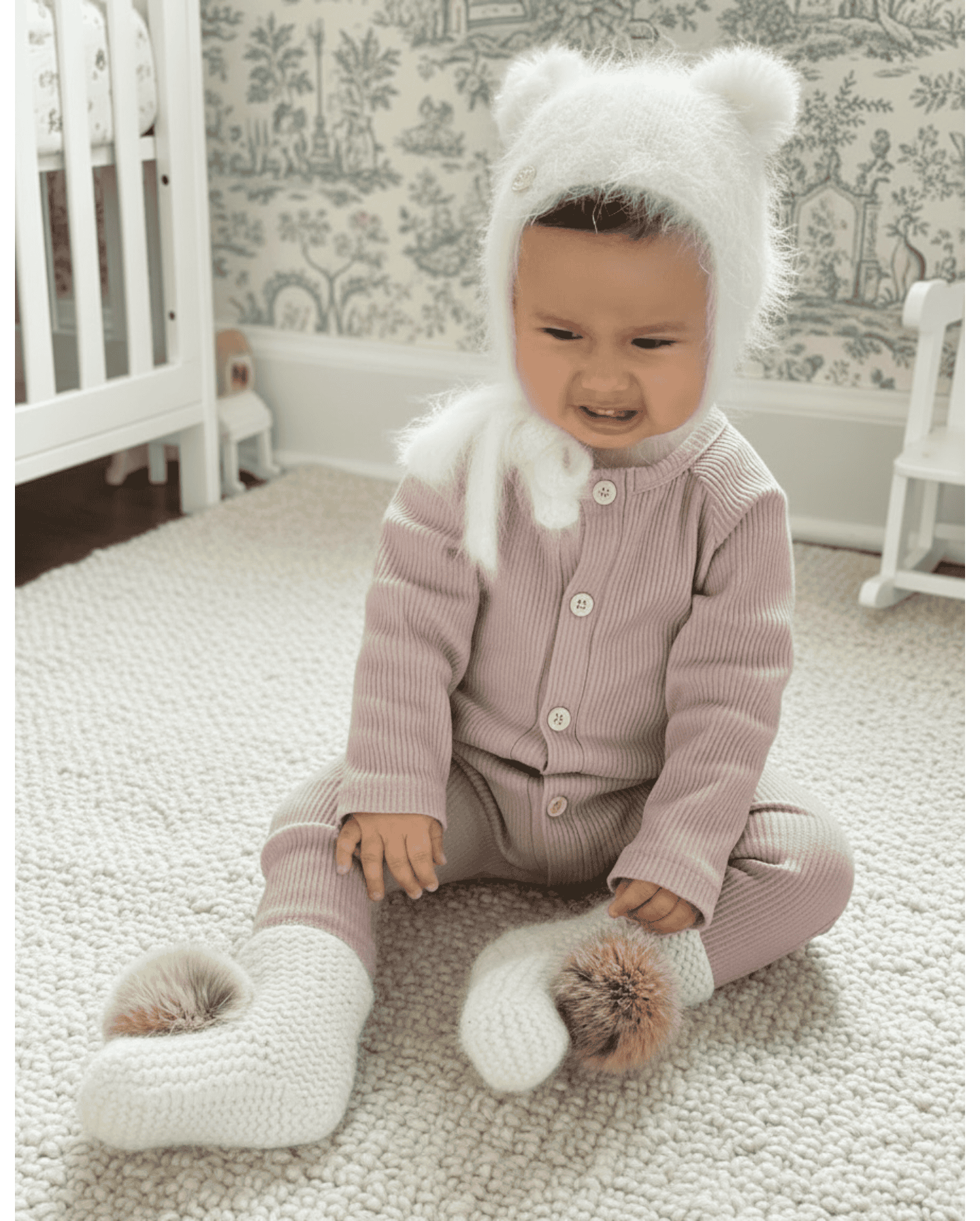 Ribbed Cotton Playsuit - Dusty Pink - Petite Maison Kids